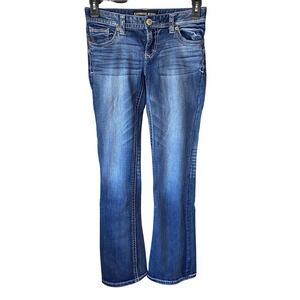 Express Stella Low Rise Bootcut Jeans Medium Wash Blue Denim Size 2R